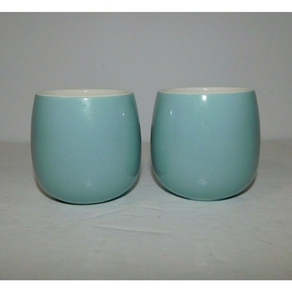 2 Tea Forte AMIE CERAMIC TEACUPS Blue & White Snowflake Design 6 oz UNUSED - Picture 3 of 6